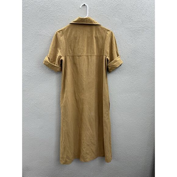 David Warren Womens Dress Size 12 Brown Suede Half Button Up Collared Vintage - Picture 9 of 15
